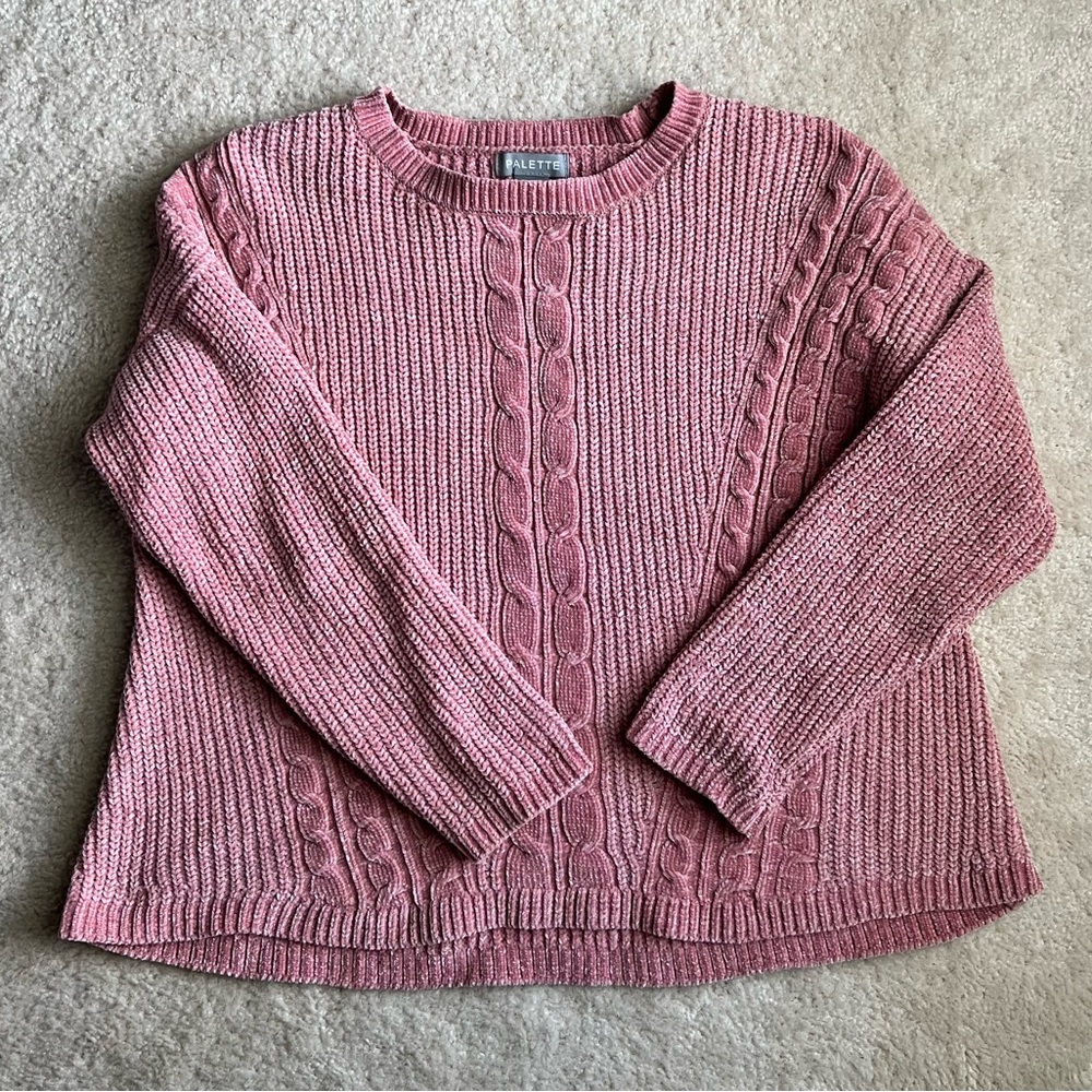 Dusty Rose Cable Knit Sweater